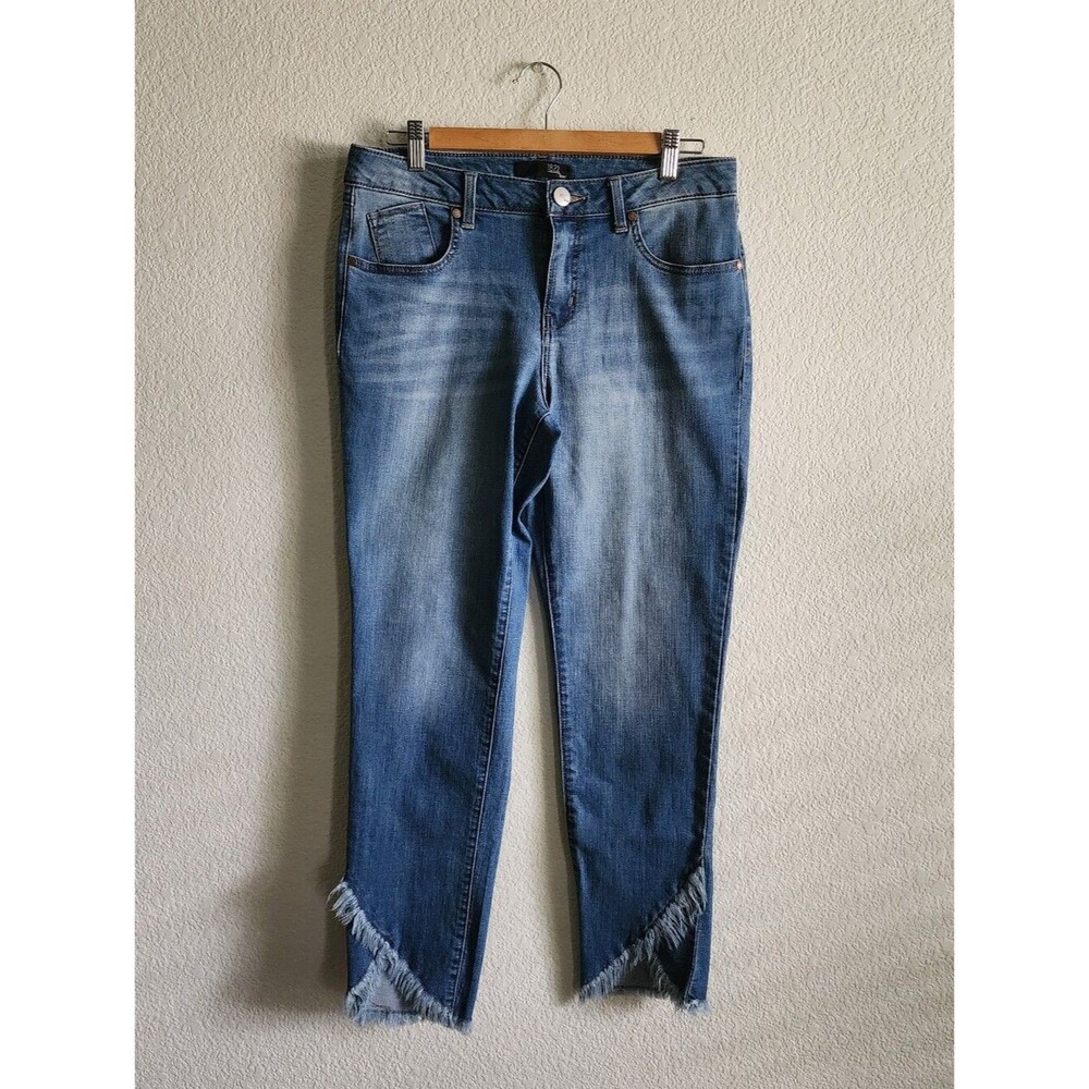 1822 Denim Frayed Asymmetrical Tulip Hem Jeans Size 10